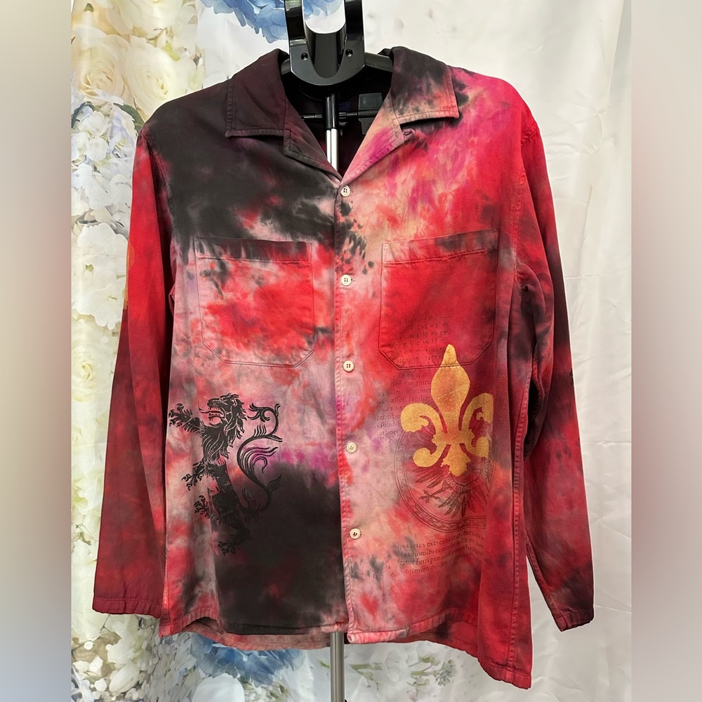 American Colors Red and Black Casual Button Down Shirt
